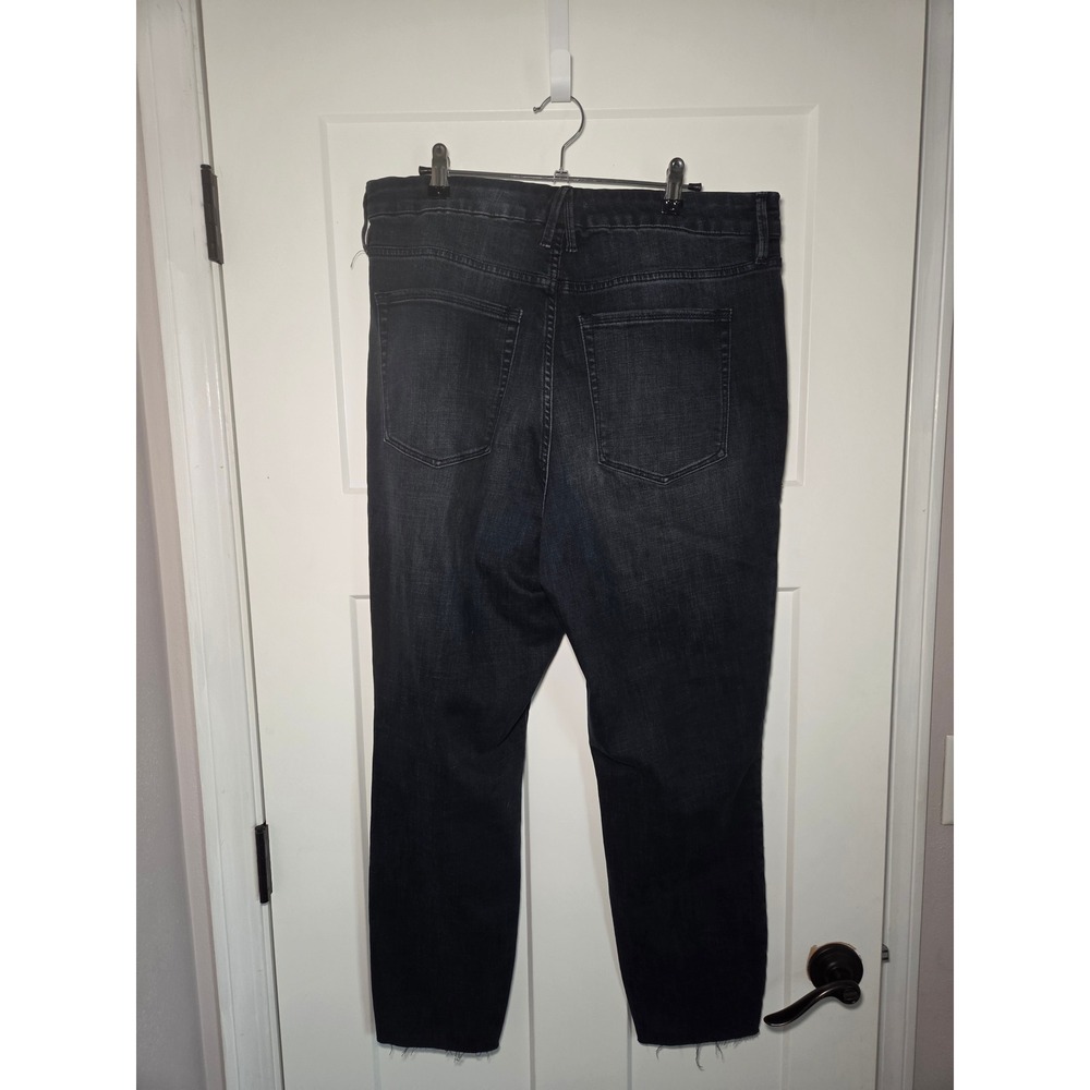 Good American Good Waist Skinny Jeans Black Dark Wash Raw Hem Size 18 GWCREC073T